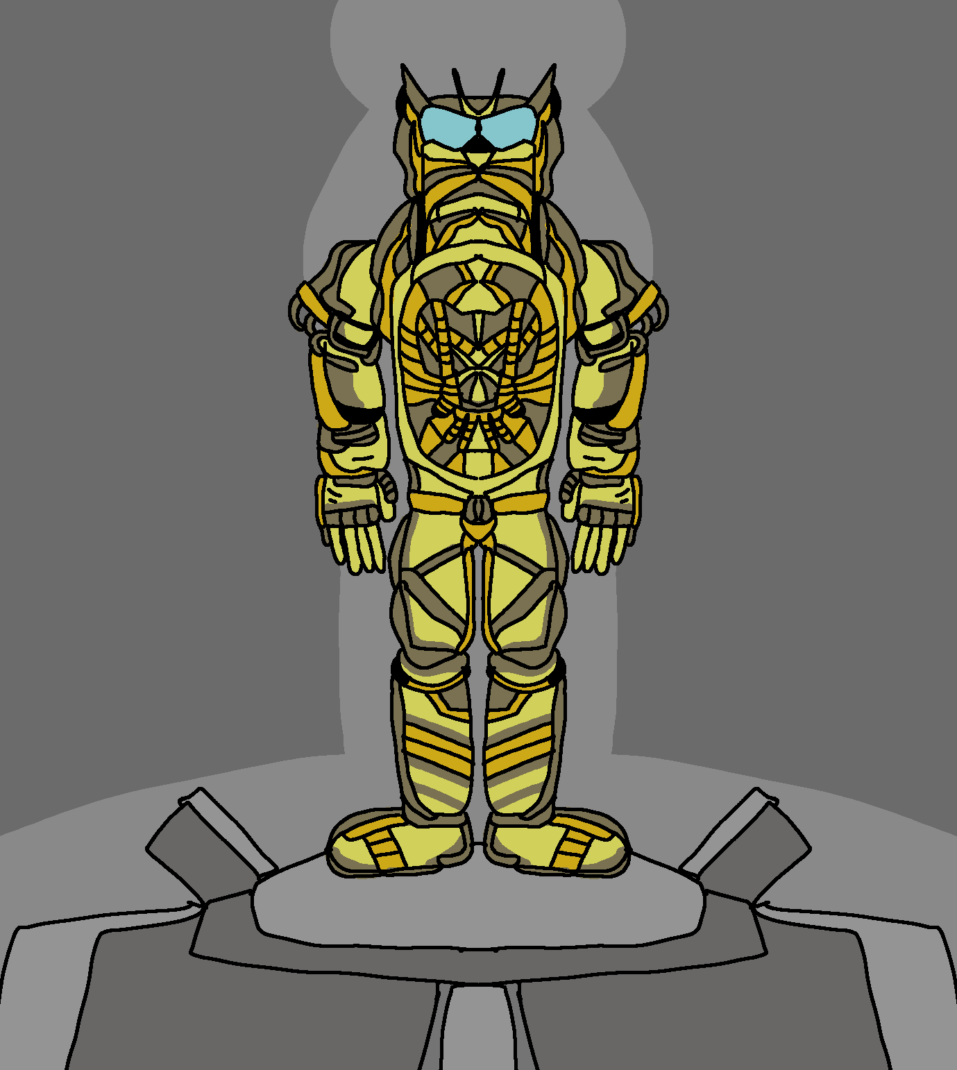 Desenho de um robô dourado
