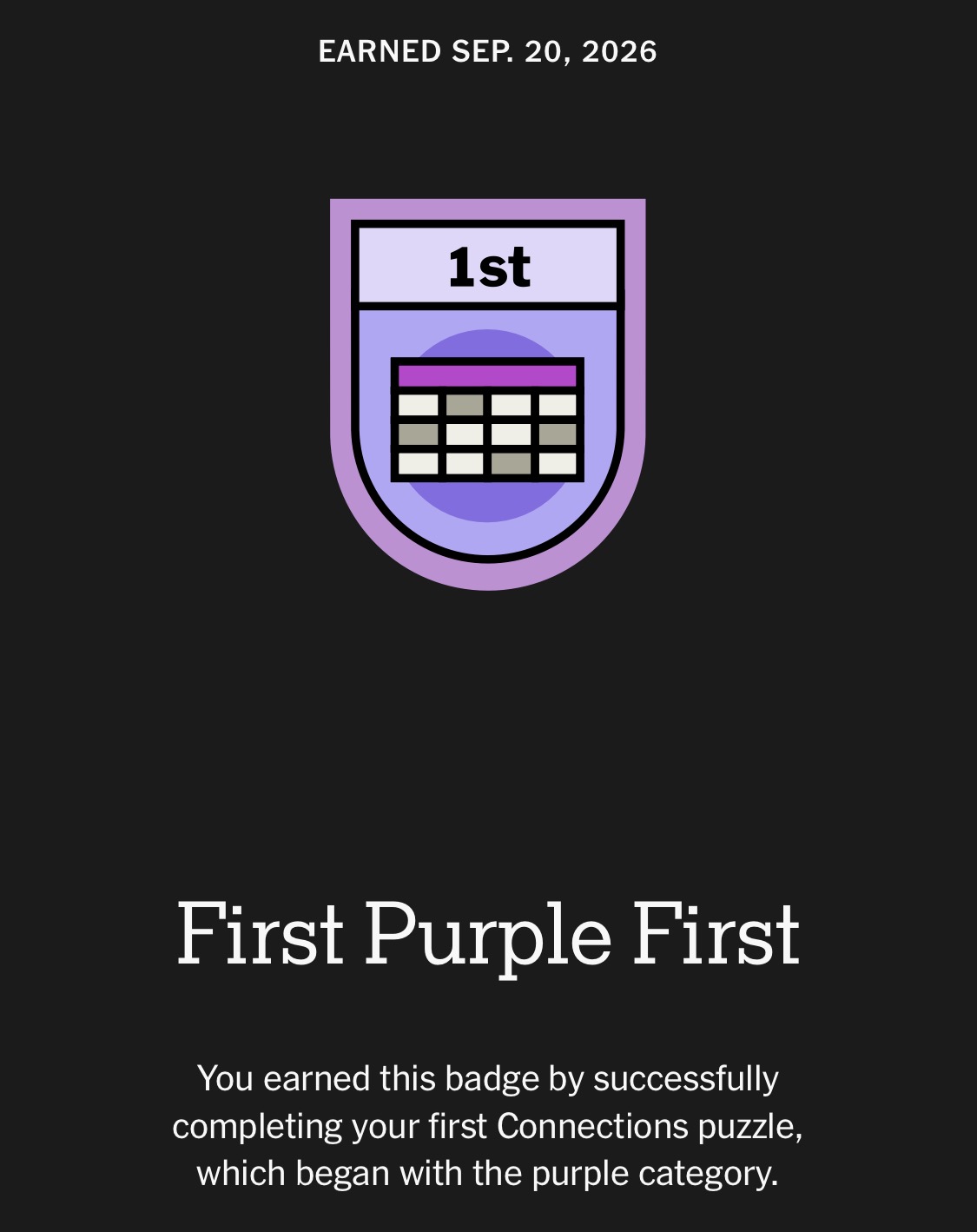 Purple first badge