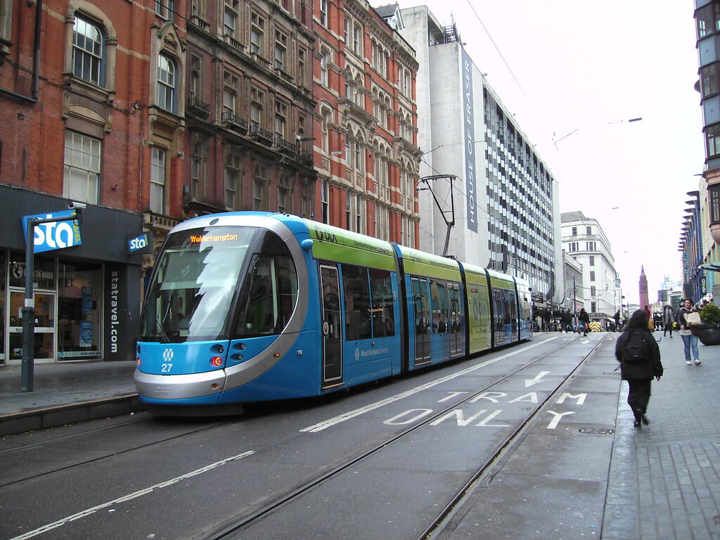 A photo of a Birmingham tram shot with a 50p digital camera: Traveler DC-6900