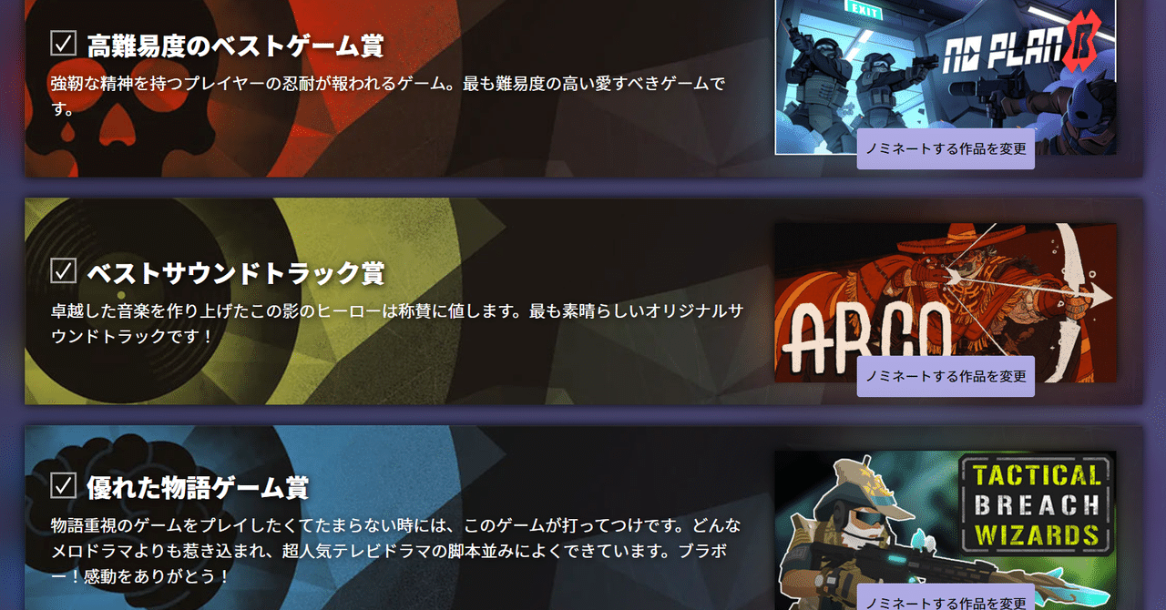 Steam Awards 2024年も投票しました|大井いちひと