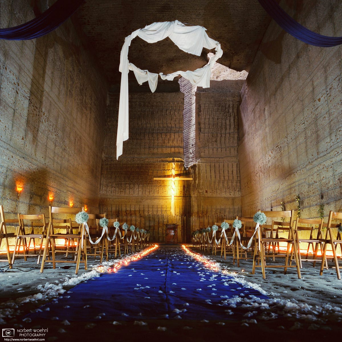A wedding chapel inside a former stone quarry in Utsunomiya, the capital of Tochigi Prefecture in Japan.