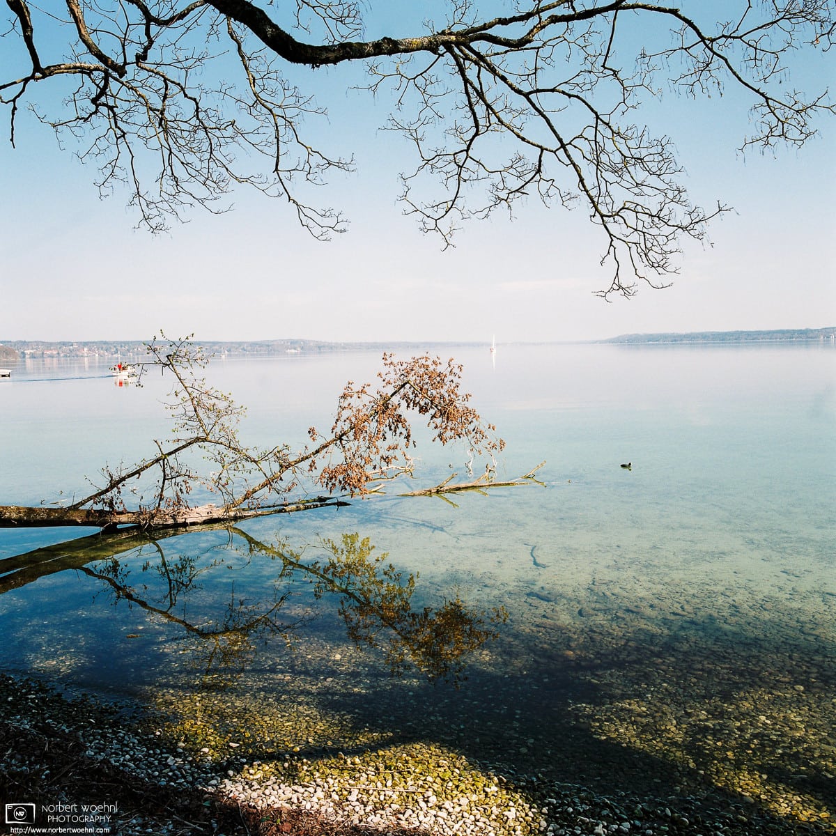 View over Lake Starnberg (Starnberger See) from the village of Bernried in Bavaria, Germany.