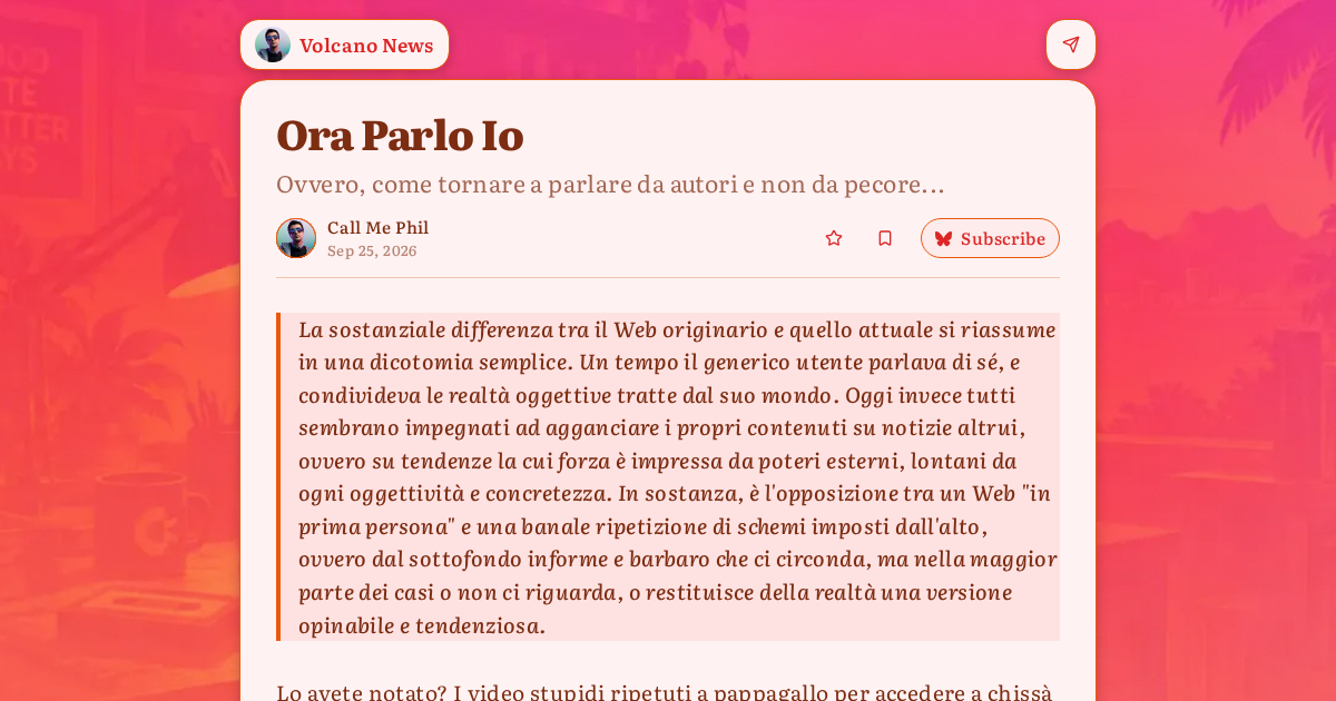 Ora Parlo Io - Volcano News