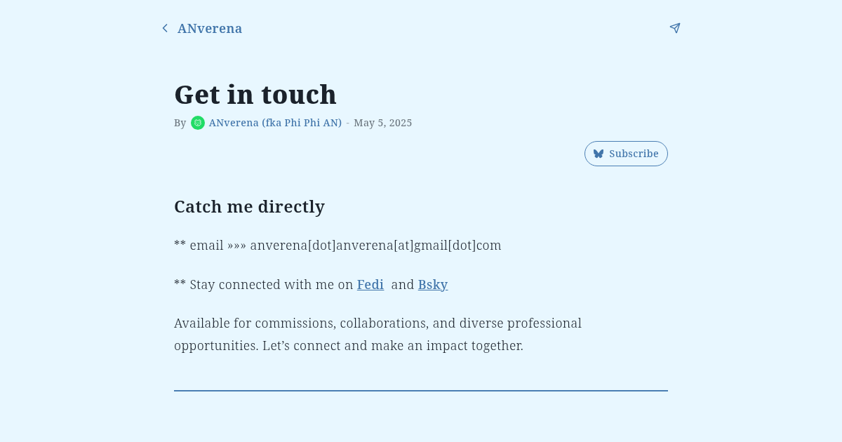 Get in touch - ANverena