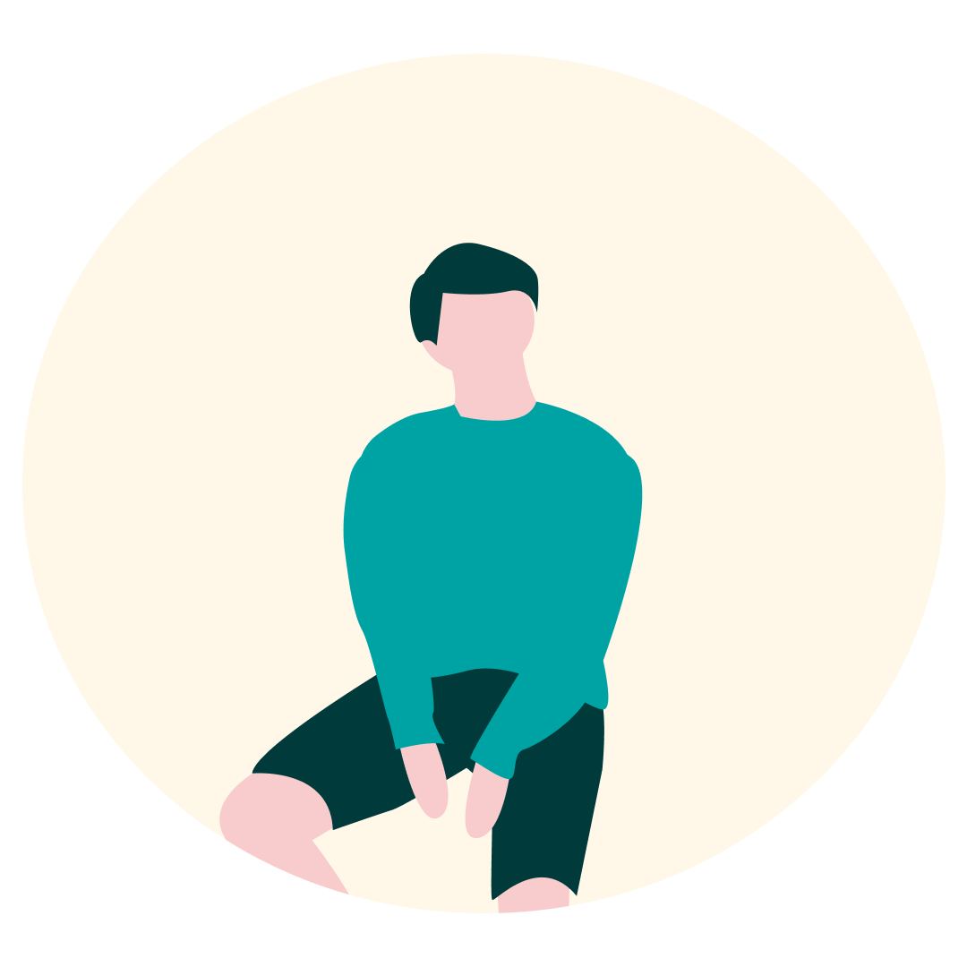 illustration of a guy sitting. seems to be wondering about stuff.
