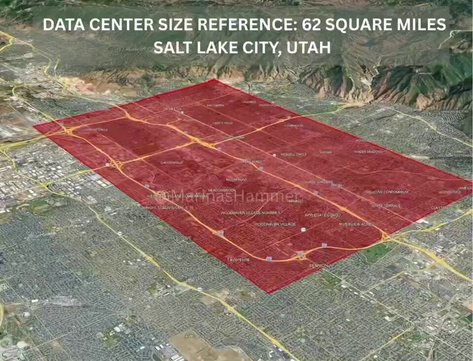 A view of the Salt Lake Valley, with an area in red covering roughly the area encircled by I-215