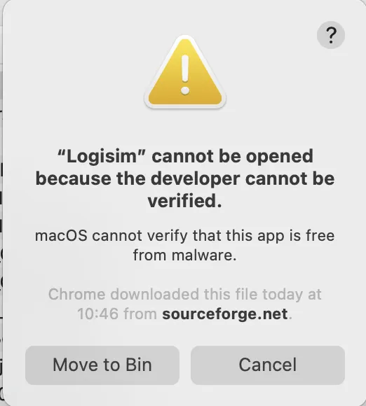 Software is not signed by the developer