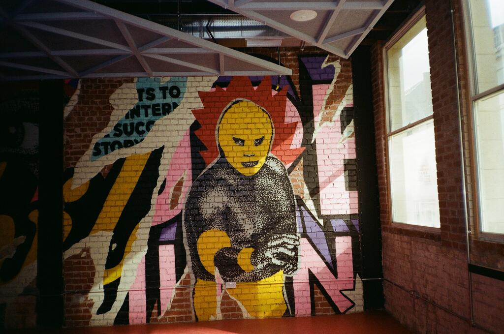 Graffiti art of a Luchador wrestler in Birmingham