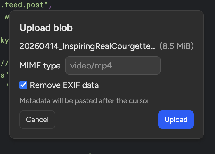 Upload blob modal